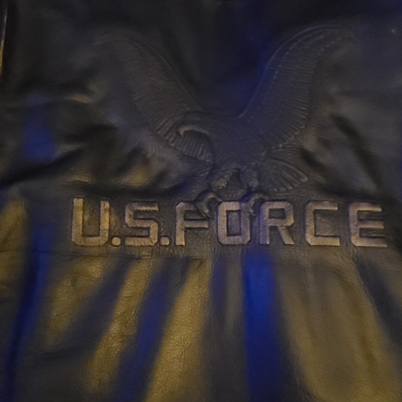Men's Genuine US Force Leather Biker Jacket - Picture 3 of 3